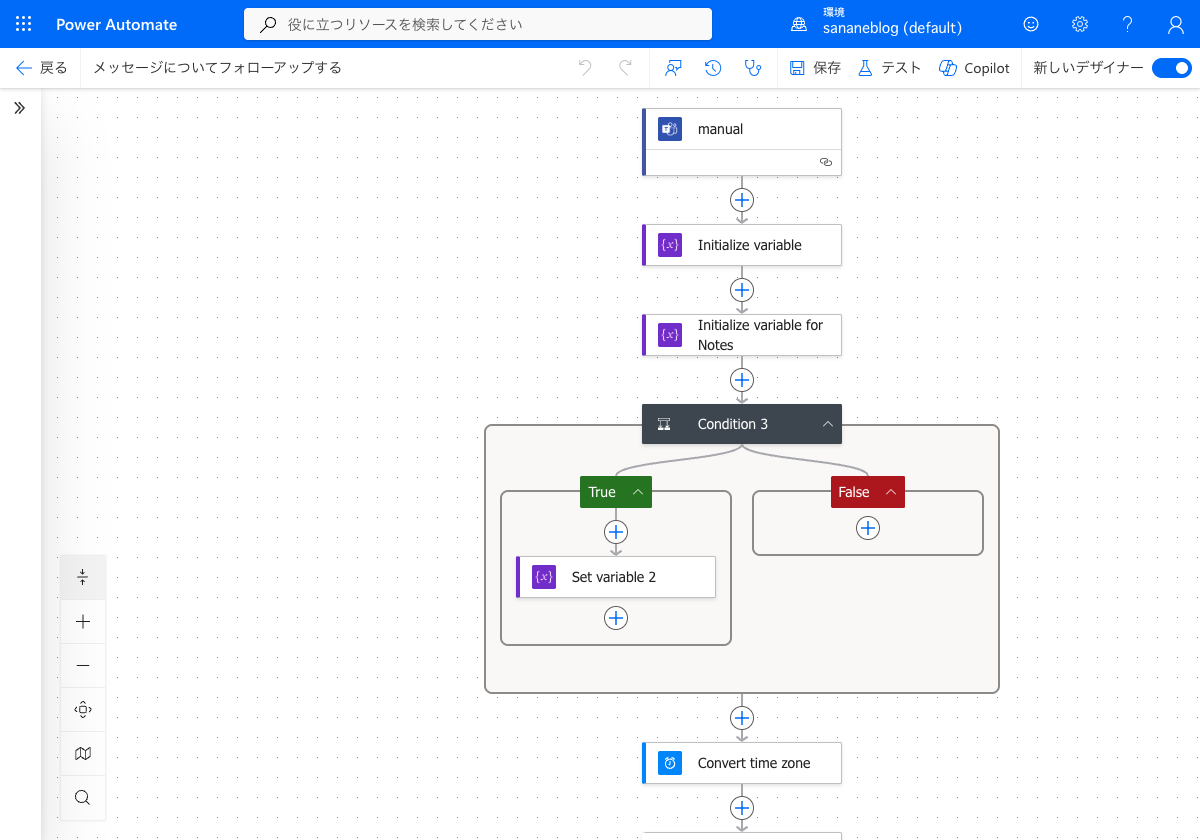 メッセージについてフォローアップするフローの全体構成