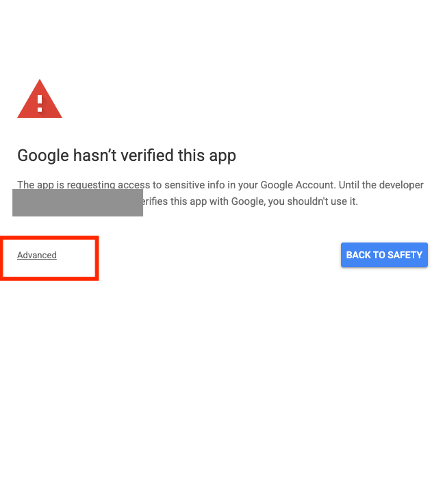 Googleはこのアプリを確認していませんという警告画面