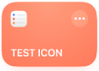 ショートカットのライブラリ画面。TEST ICONは標準の色と記号のタイルとして表示され、ホーム画面の写真アイコンとは見た目が異なる